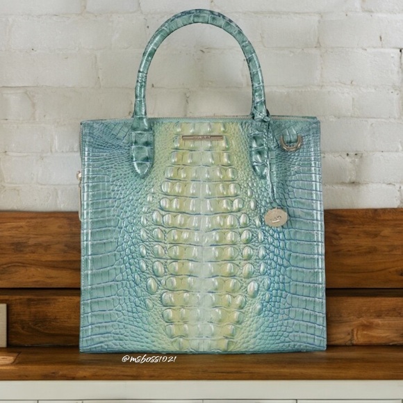 Brahmin Seafoam Ombré Melbourne Leather Caroline Satchel NWT